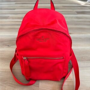 Kate Spade NY Bright Red Nylon Mini Backpack | Gold Zippers | GUC